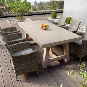 Outdoor Fiber Cement Furniture GRC Concrete Table With Sturdy Legs