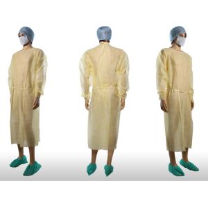 Lightweight Yellow PP Disposable Isolation Gowns with Elastic Wrist