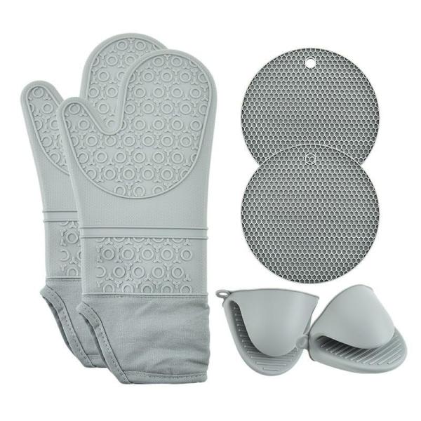 Buy Silicone Oven Mitts And Pot Holders Set Heat Resistant To 450℉ Extra Long 15 Inch Professional Silicone Baking Gloves at wholesale prices