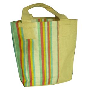 Security Lock Reusable Carrier Bags , Strips Gunny Bag 100% recycle Natural