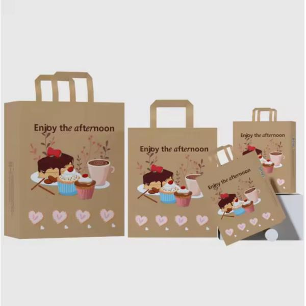 Custom Logo European Style Tote Gift Paper Bag With Handle Paper Food Shopping Bags Luxury