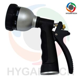 Metal 8-Pattern Garden Hose Nozzle With Rear-Trigger Control