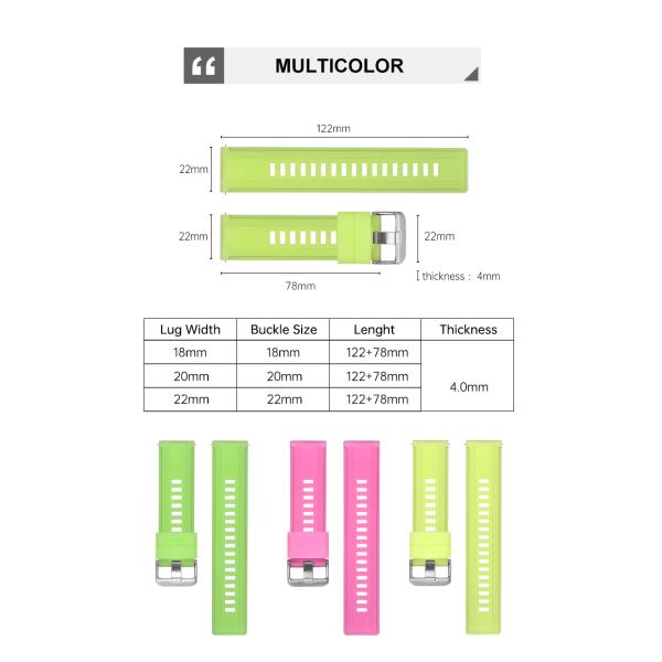 18mm 20mm 22mm Adjustable Luminous Silicone Rubber Watch Strap