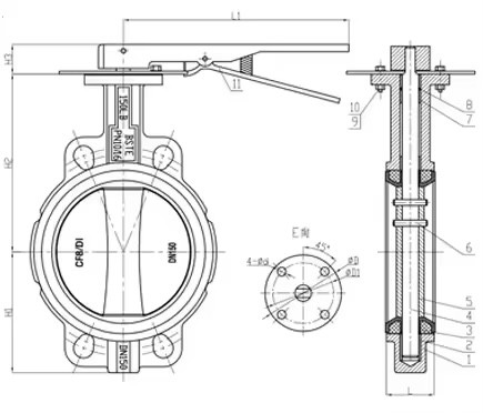 2 Inch Butterfly Valve Handle Wafer Type Cast Iron Manual Butterfly Valve