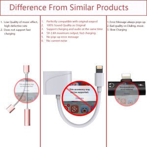 Aux Lightning To 3.5 Mm Headphone Jack Adapter And Charger for Iphone 7 8