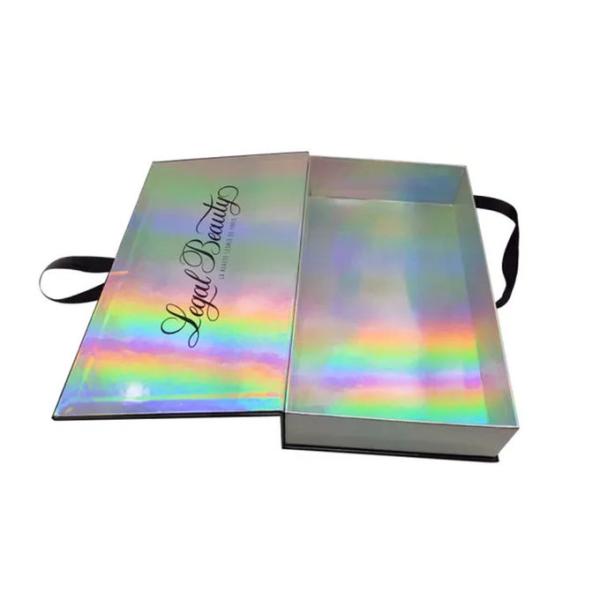 High End Luxury Laser Paper Hair Extension Packaging Gift Boxes with Ribbon Bow