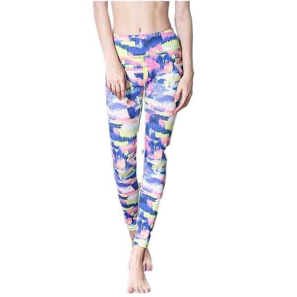 CPG Global Women's Fitness Legging Sport Running Pants Yoga Watercolor Blue Print Super Slim HK14