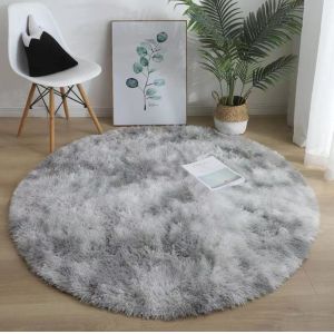 Round Silk Woollen Mixed Knitting Carpet Bedroom, Living Room Carpets