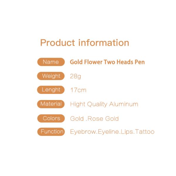 Golden Professional Microblading pen Double Head Manual Pen Eyebrow Tattoo Pen For Permanent Make Up Hand Tool