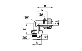 Swivel Silvery Pneumatic Connectors Fittings Male Elbow Sprint 1541 Series