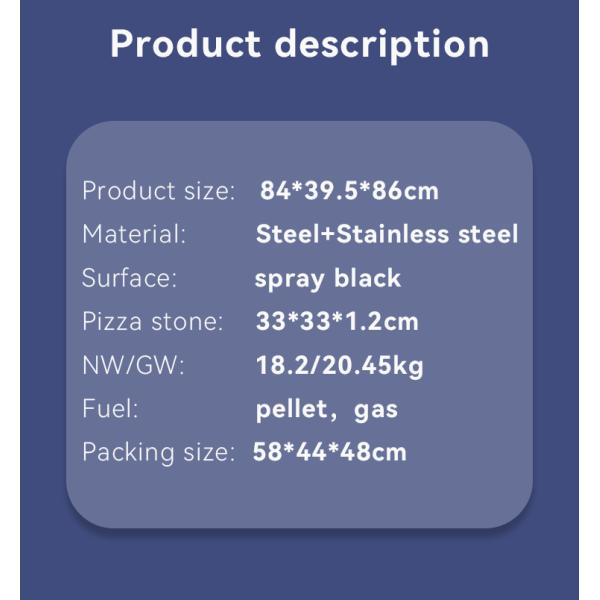 Universal Stainless Steel Wood-Fired Pizza Oven BBQ Grill for G.W./N.W 18.2/20.45kg