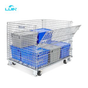 Customized Galvanized Collapsible Folded Stackable Warehouse Metal Wire Mesh