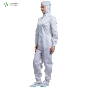 ESD antistatic autoclave sterilized cleanroom coverall connect with hood white
