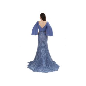 Nature Waistline Simple Vintage Long Evening Dresses For Ladies Europe Style