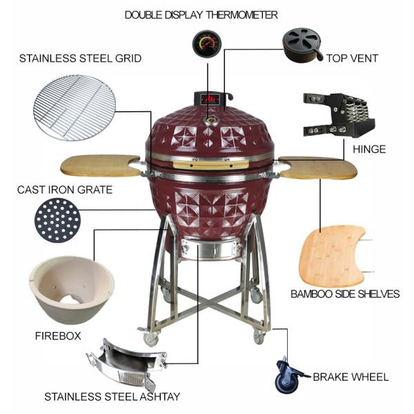 KIMSTONE Hot Sale Komodo Diamond 24 Inch Parrilla Para Barbacoas Outdoor Bbq Ceramic burner Pizza Oven Kamado Charcoal Bbq Grill