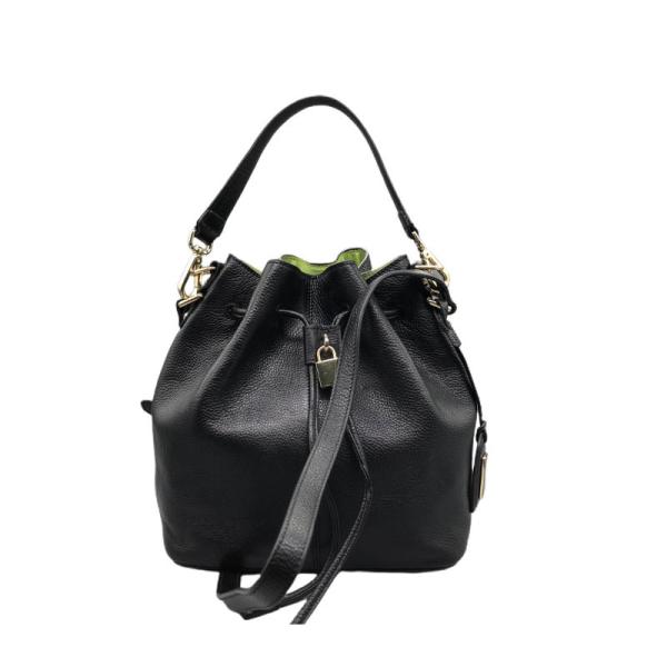 Real Leather Vintage Square Black Color Women Fashion Handbags
