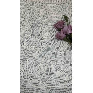 China 100% Cotton Ivory Embroidered Lace Fabric 124CM Width on sale