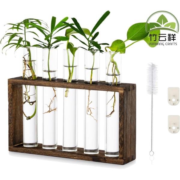 Customized Wood Stand Rack Tabletop Terrarium for Hydroponic Plants Cuttings Office Home Decoration, Gift for Plant Lover