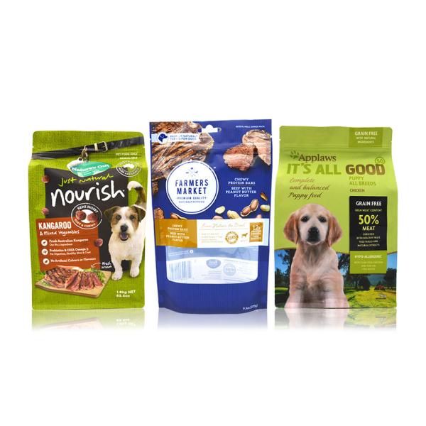 Buy Flat Bottom Stand Up Zipper Laminated k Pet Food Bags at wholesale prices