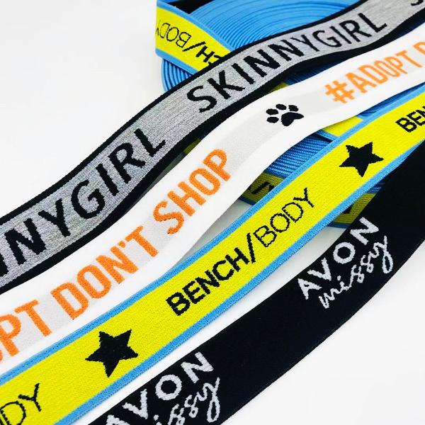 Custom Knitted Fashion Nylon Woven Breathable Polyester Soft Jacquard Printed Elastic Ribbon For Garment Underwear Or Bags