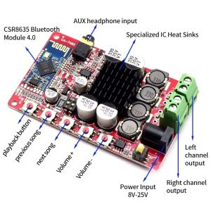 CA-7492 BT Amplifier Audio Module DC8-25V 2*50W AMP TDA7492