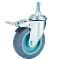 light duty 4" threaded stem TPR caster, 2.5 inch TPR wheels, 3 inch TPR castor,