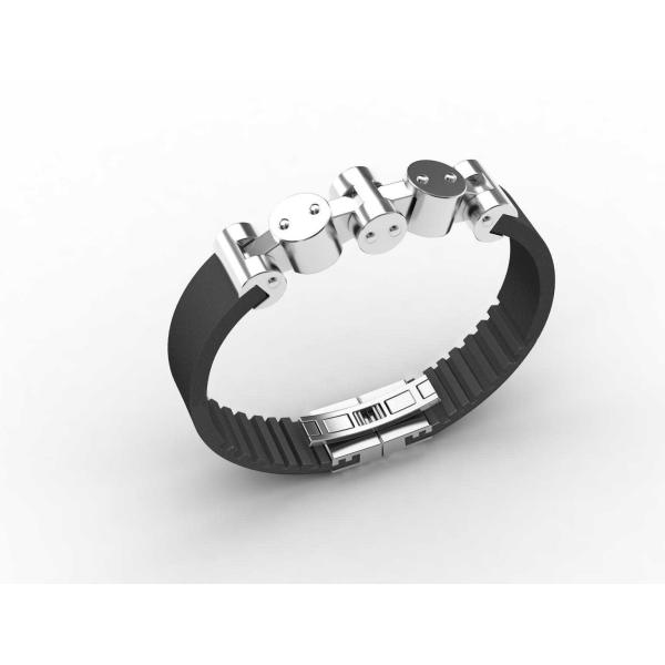 Top Quality Europe Fashion Stainless Steel Genuine Leather Silicone Bangle