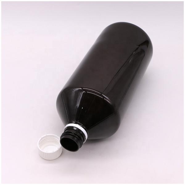 Liquid Medicine 1000ml Dark Brown Translucent PET Plastic Bottle with Tamper Proof Cap