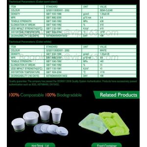 Eco-Friendly Biodegradable Cornstarch CPLA Cups,FDA SGS certificated disposable