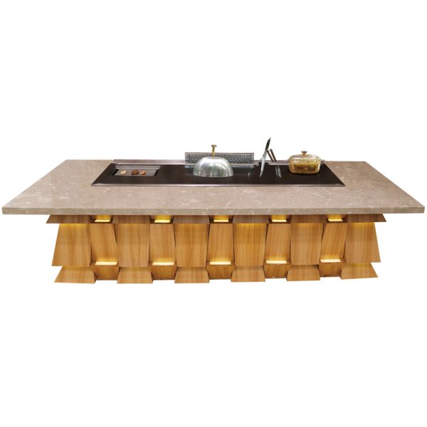 3 in 1 Multifunctional Commercial Teppanyaki Grill Table for Food Plaza and Outdoor Dining