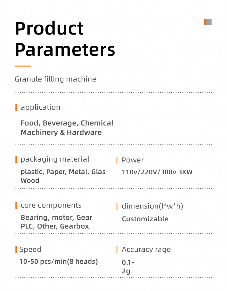 Automatic Food Granule Filling Machine Production Line for Nuts Peanuts Candies Popcorn Milk Candies with Glass Packaging