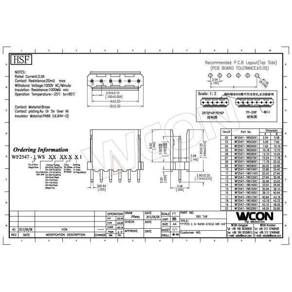 2.54mm Circuit Board Wire Connectors Spacing Direct Line 6P Board End