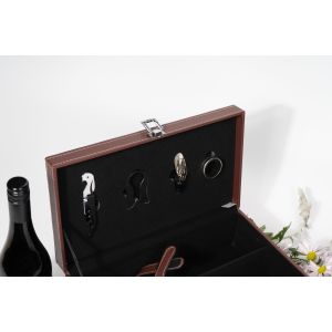 Customized two bottles of high-quality PU leather sewing red wine packaging box