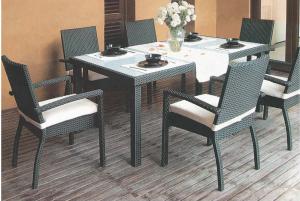 China YLX-RN-046 Black Rattan Chair with White Cushion on sale