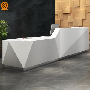 Quality Rhombus Artificial Stone Reception Desk for sale