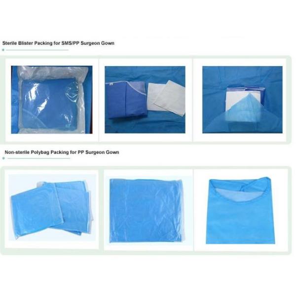 Non Toxic Blue Disposable Plastic Isolation Gowns Coveralls Fluid Resistant