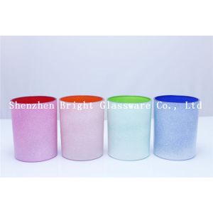 Spray Color Glass Candle Holder With Painting Logo
