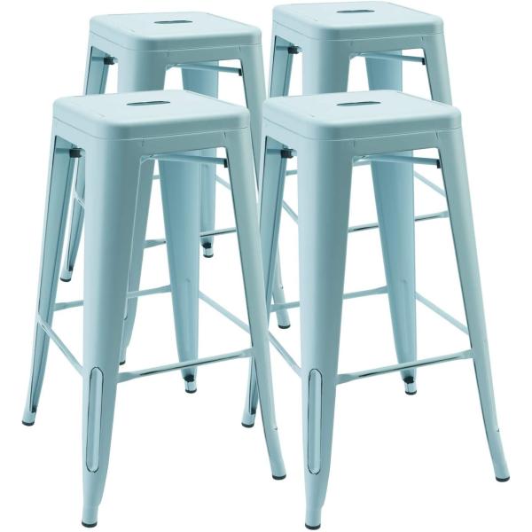 High Metal Stool Backless Industrial Bar Stools , Restaurant Stacking Chairs