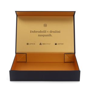 Custom Rigid Magnetic Closure Luxury Foldable Black Gift Box Packaging