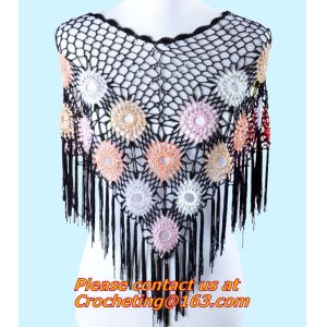 Crochet Scarf Women Pashmina Fur Designer Wrap Scarf Handmade Crocheted