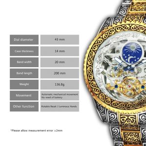Mechanical Skeleton Automatic Watch For Men 3ATM Waterproof