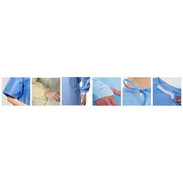 Disposable nonwoven protective isolation gown with short sleeve