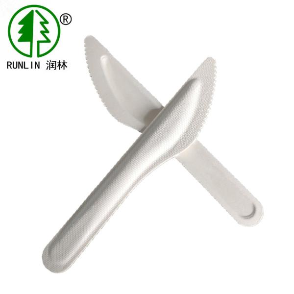 Buy Biodegradable Eco Friendly Bagasse Cutlery FDA White Disposable Safety Knife at wholesale prices