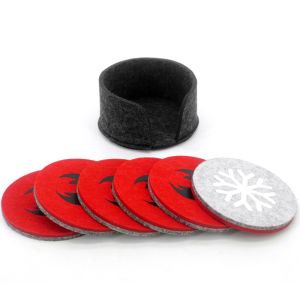 Customized Felt Drink Coffee Coaster Christmas Cup Mat With Holder