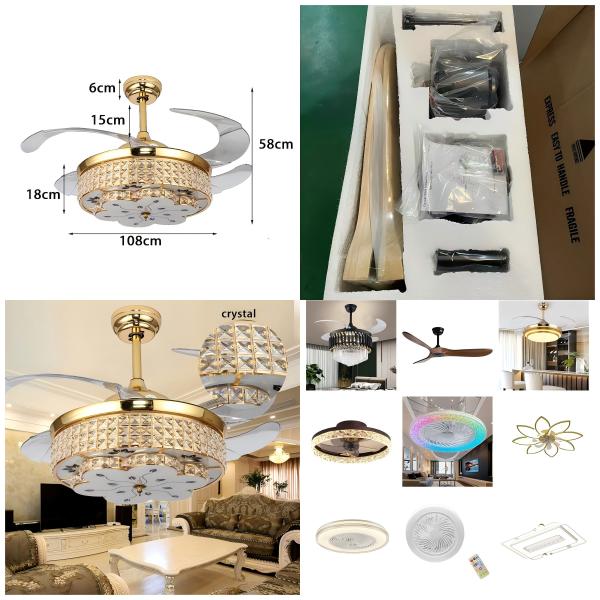 Wholesale factory 42 Inch Crystal Ceiling Fan Light , Modern European Style Ceiling Fans