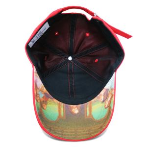 Good quality red 6 panel curved cap sublimation red hats