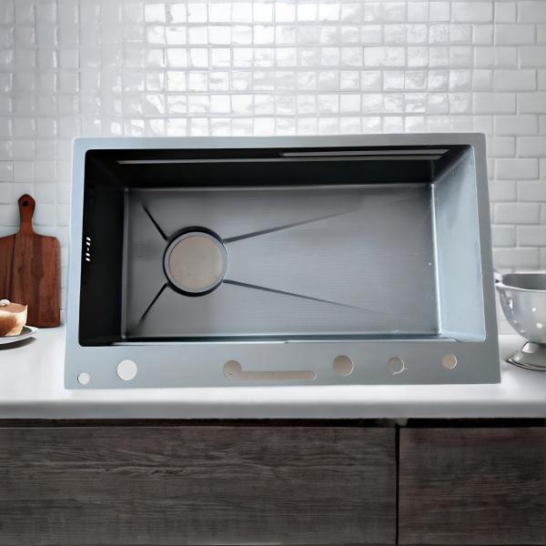 Buy Grey Partition Kitchen Sink 11kg Stainless Steel Double-Bowl at wholesale prices