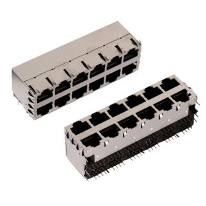 2x6 Stacked 615096243321 Shielded Modular Jack with EMI Panel Finger