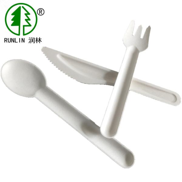 Buy 7in Organic Sugarcane Bagasse Cutlery Fiber Biodegradable Cutlery Set at wholesale prices