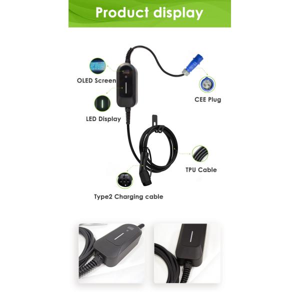 IEC 62196 Portable Ev Charger 220V 7KW MAX 32A SAE J1772 GBT 20234